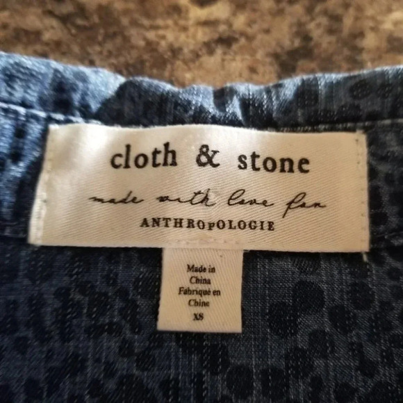 Anthropologie Cloth & Stone Printed Chambray Dress XS - Picture 12 of 14